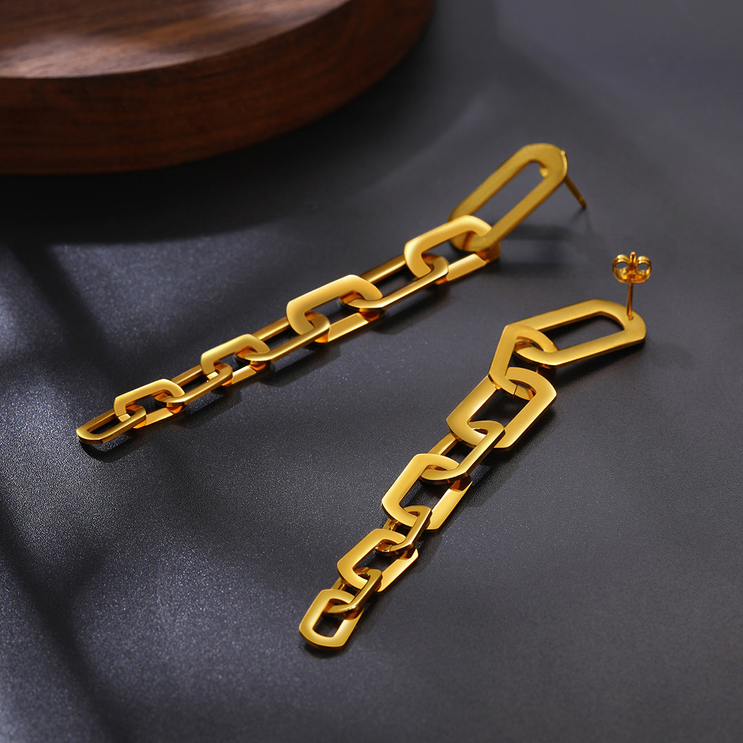 Street Style Long Cuban Chain Dangle Earring for Girl Men