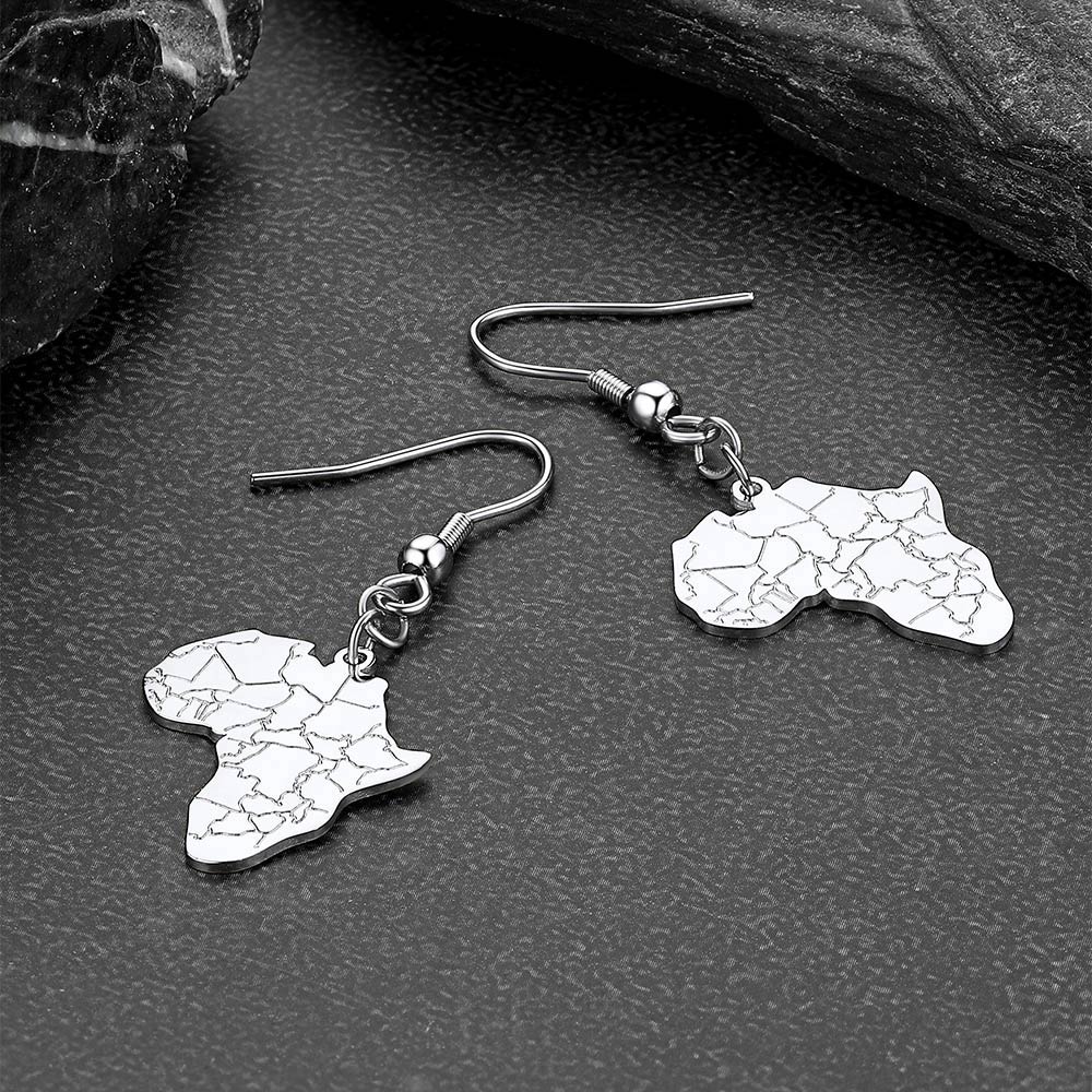 FaithHeart African Map Stainless Steel Drop Earrings For Unisex FaithHeart Jewelry