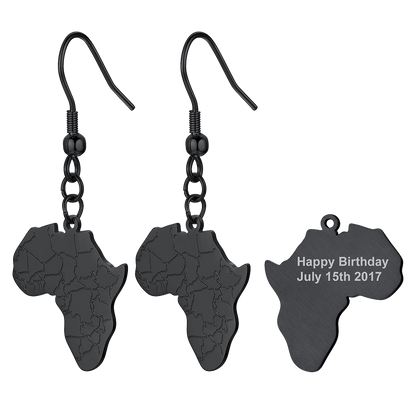 FaithHeart African Map Stainless Steel Drop Earrings For Unisex FaithHeart Jewelry