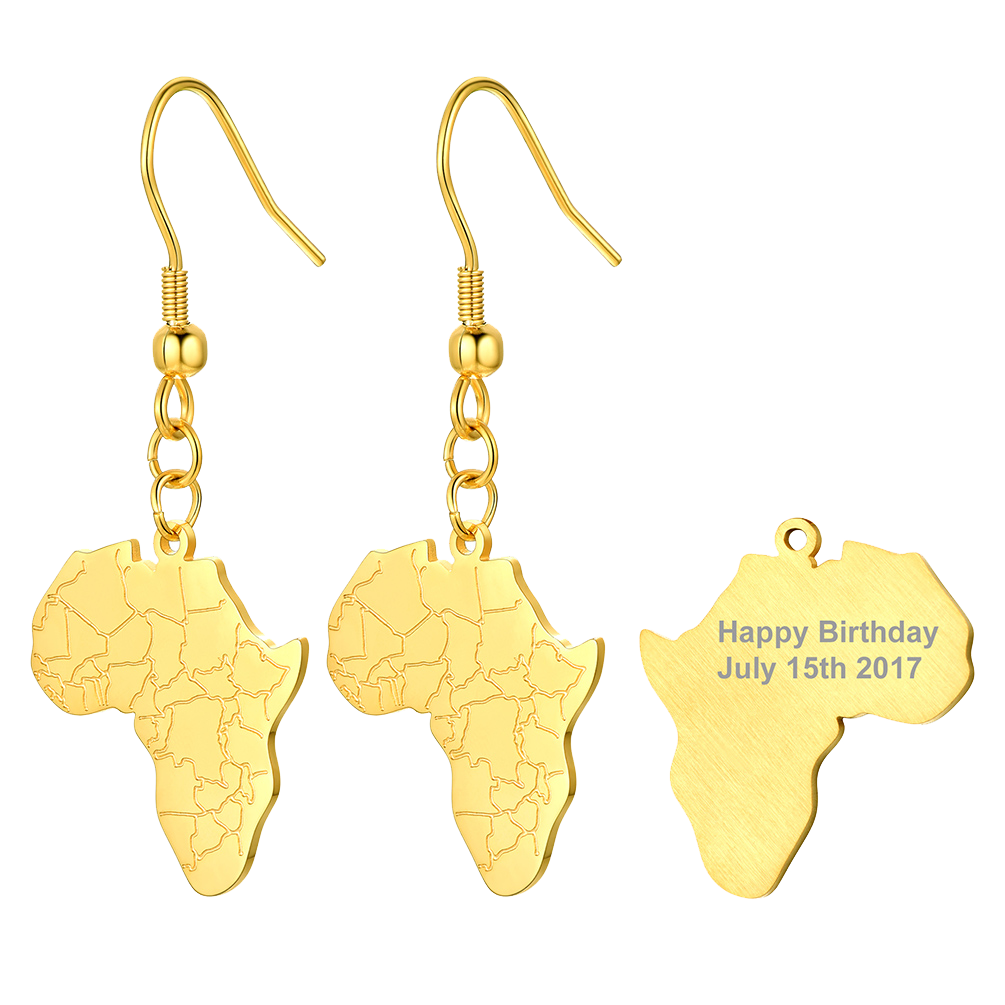 FaithHeart African Map Stainless Steel Drop Earrings For Unisex FaithHeart Jewelry