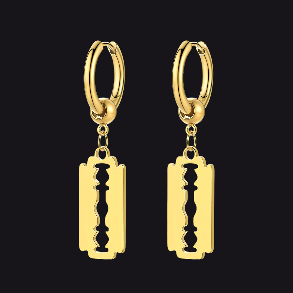 FaithHeart Jewelry Punk Razor Dangle Hoop Earring