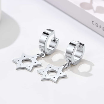 FaithHeart Star of David Stainless Steel Dangle Earrings FaithHeart