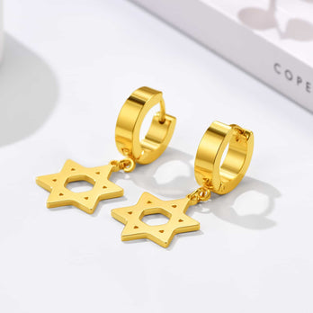 FaithHeart Star of David Stainless Steel Dangle Earrings FaithHeart