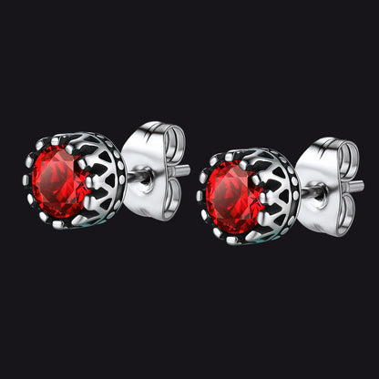 Celtic Ruby Stud Earrings for Men in Stainless Steel