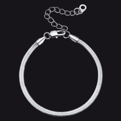 3mm/5mm Width Snake Chain Bracelet for Women Men