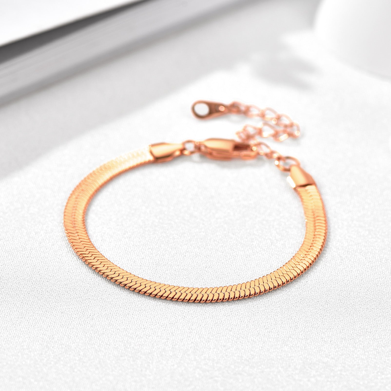 Rose gold 5mm wide snake chain bracelet