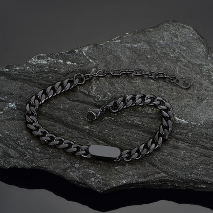 Detailed View of Gold Engraving on 7MM Cuban Link Chain Bracelet