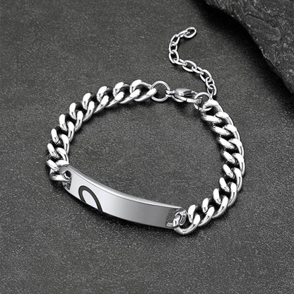 Custom Engraving Heart Couple Link Bracelet for Women Girlfriend Men