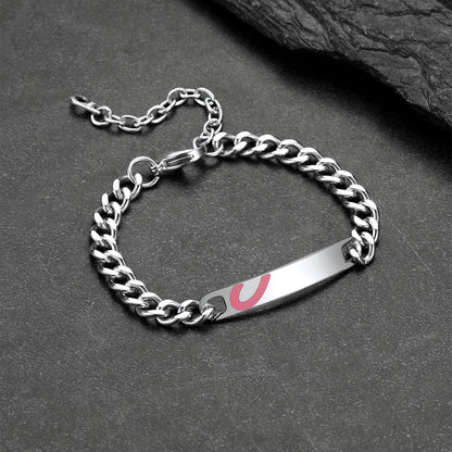 Custom Engraving Heart Couple Link Bracelet for Women Girlfriend Men