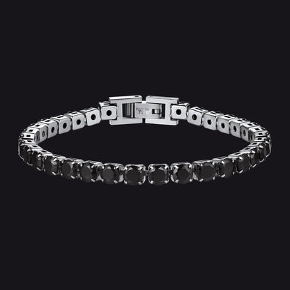 5mm Black Diamond-Cut CZ Tennis Bracelet in Black for Men