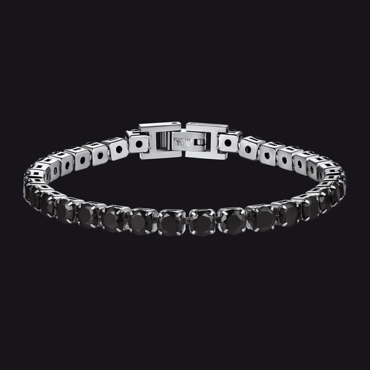 5mm Black Diamond-Cut CZ Tennis Bracelet in Black for Menimg