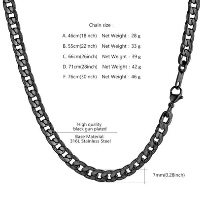 7MM Width Curban Chain Necklace for Men