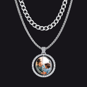 Cuban Chain & CZ Custom Picture Necklace Seet for Men