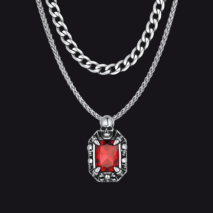 Cuban Curb Chain & Dragon Claw Crystal Necklaces Set for Men