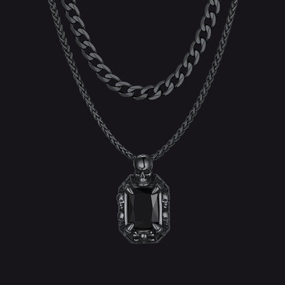 Cuban Curb Chain & Dragon Claw Crystal Necklaces Set for Men