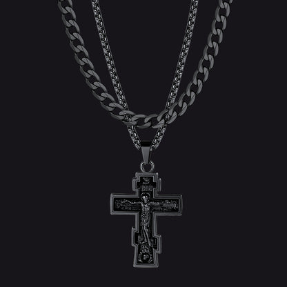 stainless steel orthodox cross pendant necklace men