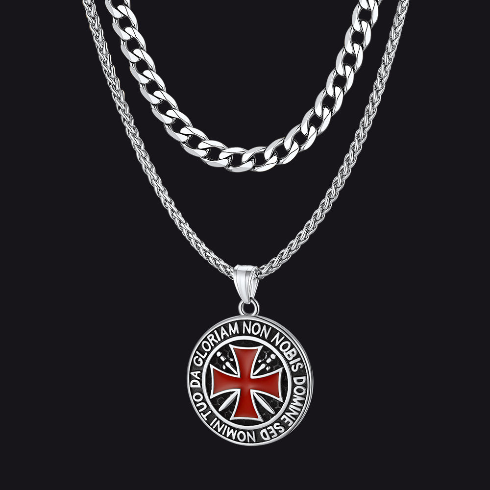 Cuban Chain & Saint Michael Necklace Layered Set for Men  