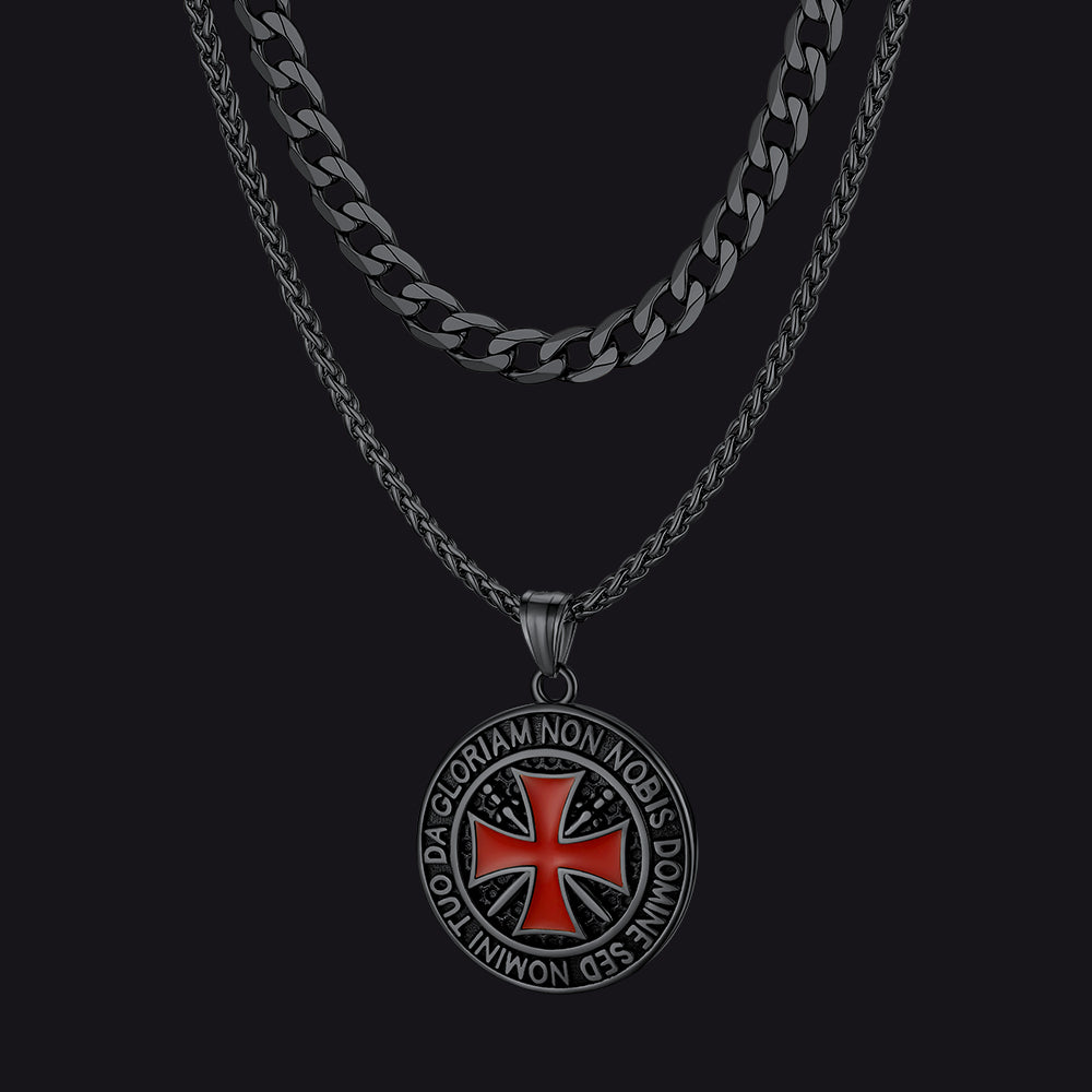 Cuban Chain & Saint Michael Necklace Layered Set for Men  