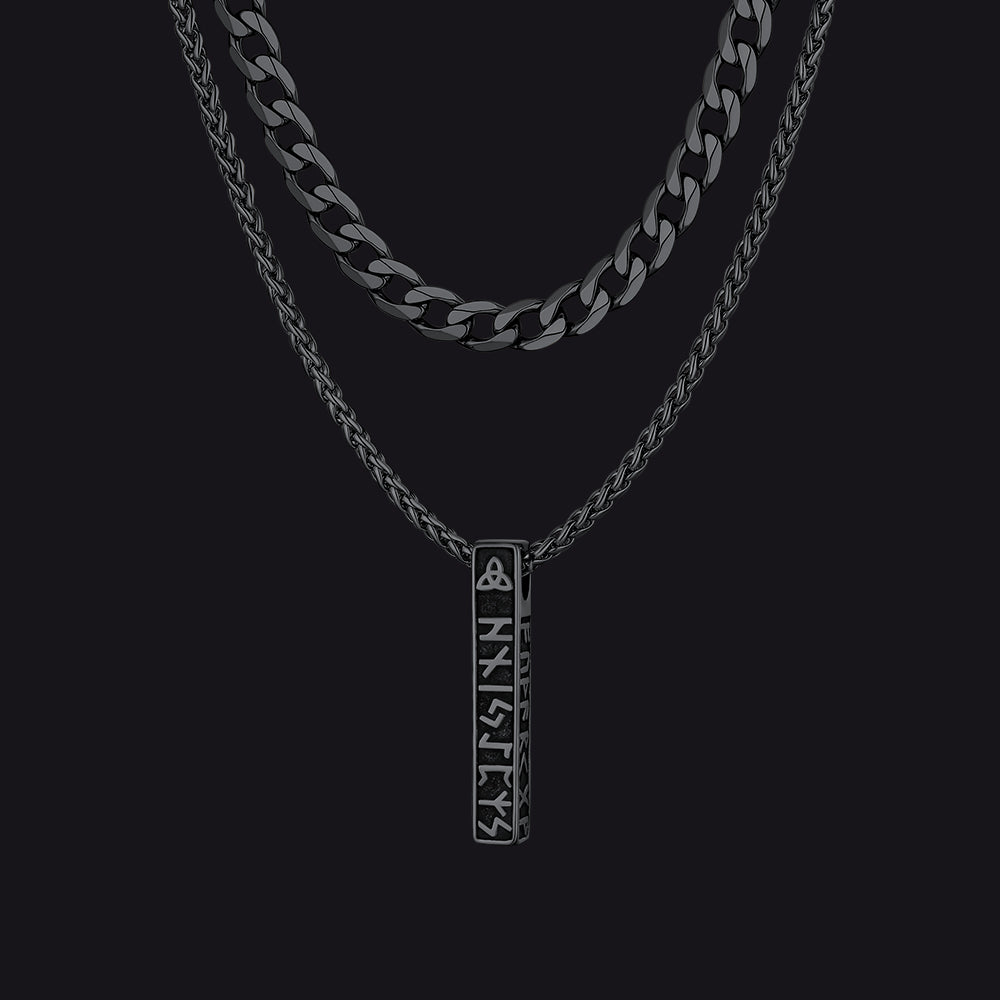norse rune bar pendant stainless steel