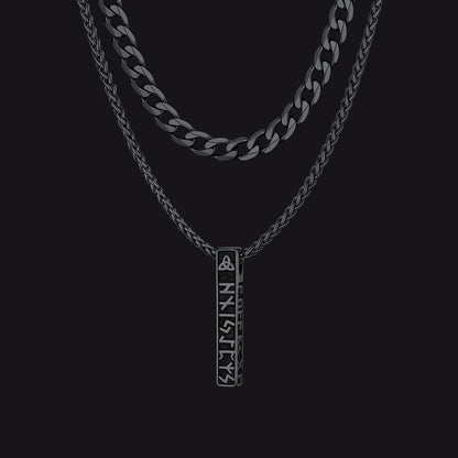 norse rune bar pendant stainless steel