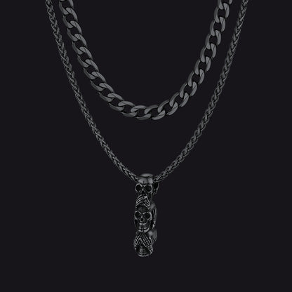 Gothic punk stainless steel skull pendant necklace with chain