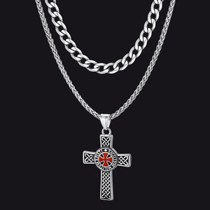 cuban chain templar cross medallion necklace set men