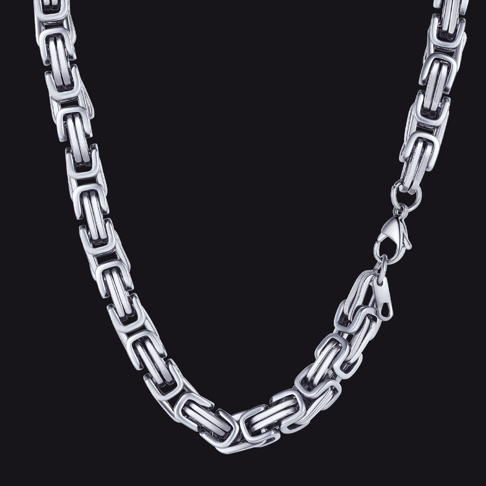 Silver Tone / 8mm / 30 inch 4MM/6MM/8MM Width Byzantine Chain Necklace for Men