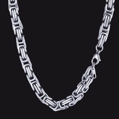 Silver Tone / 8mm / 30 inch 4MM/6MM/8MM Width Byzantine Chain Necklace for Men