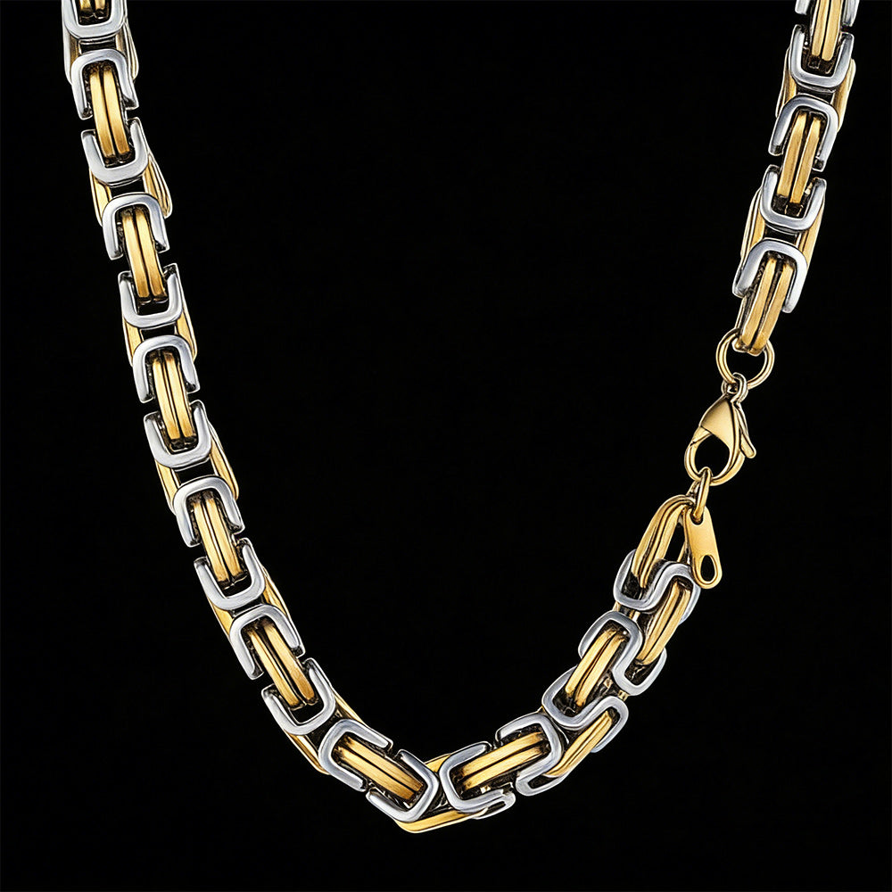 Gold Silver Tone / 8mm / 30 inch 4MM/6MM/8MM Width Byzantine Chain Necklace for Men