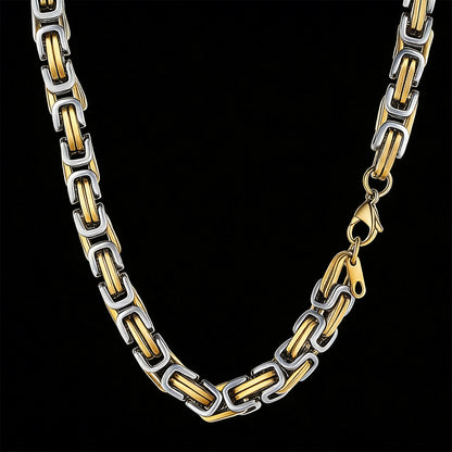 Gold Silver Tone / 8mm / 30 inch 4MM/6MM/8MM Width Byzantine Chain Necklace for Men