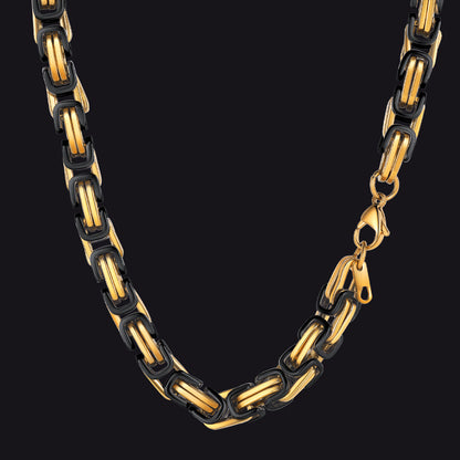 Gold Black Tone / 8mm / 30 inch 4MM/6MM/8MM Width Byzantine Chain Necklace for Men