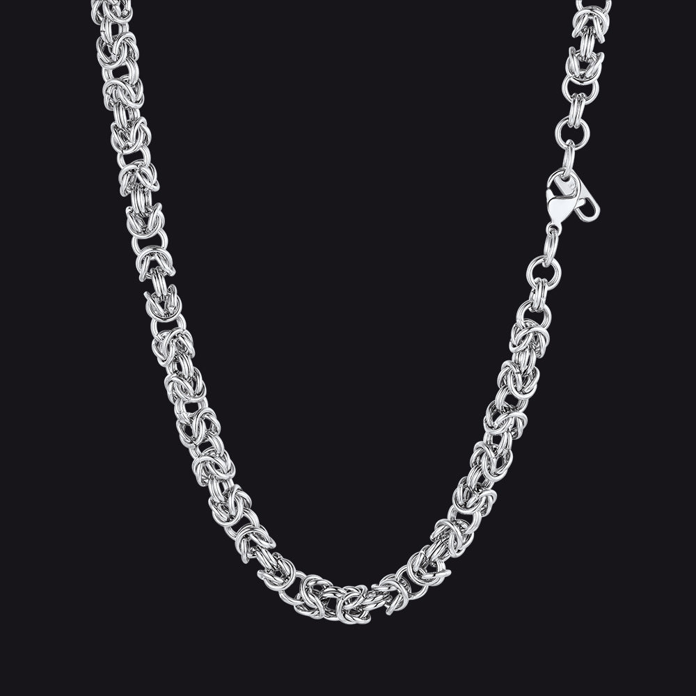 6MM Byzantine Chain Link Necklace for Men - FaithHeart Jewelry