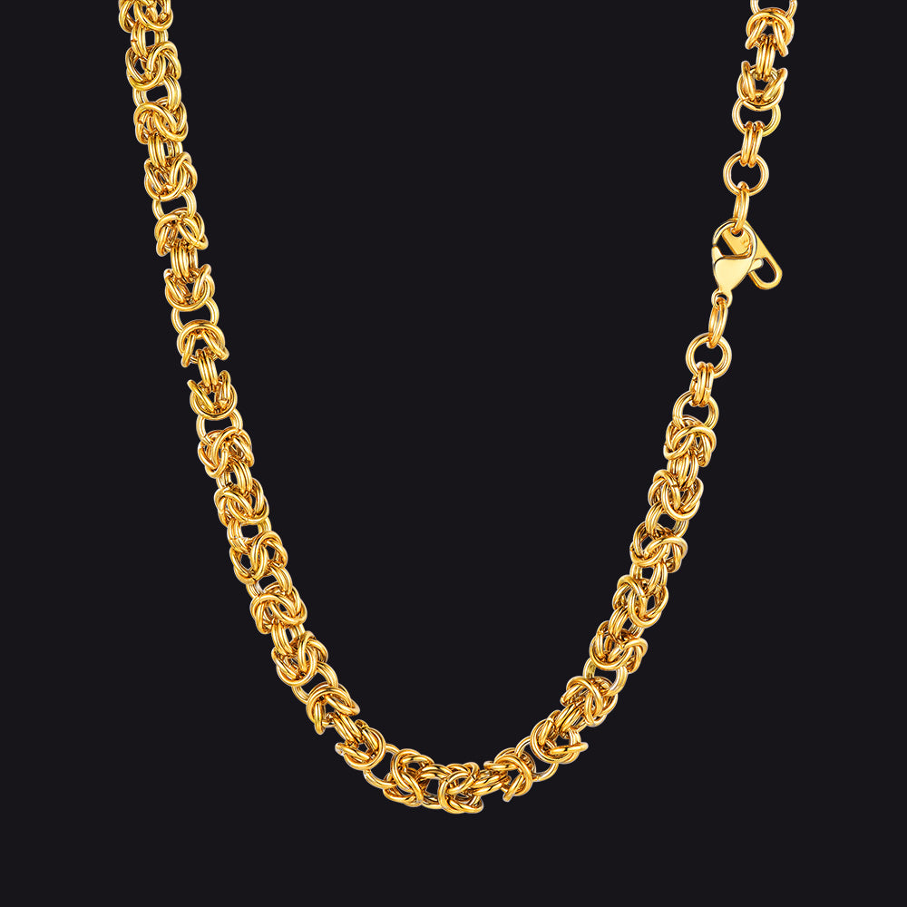 6MM Byzantine Chain Link Necklace for Men - FaithHeart Jewelry