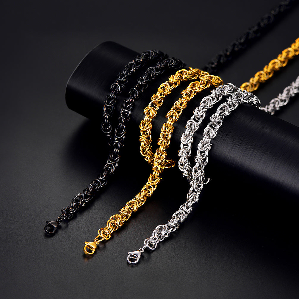 6MM Byzantine Chain Link Necklace for Men - FaithHeart Jewelry