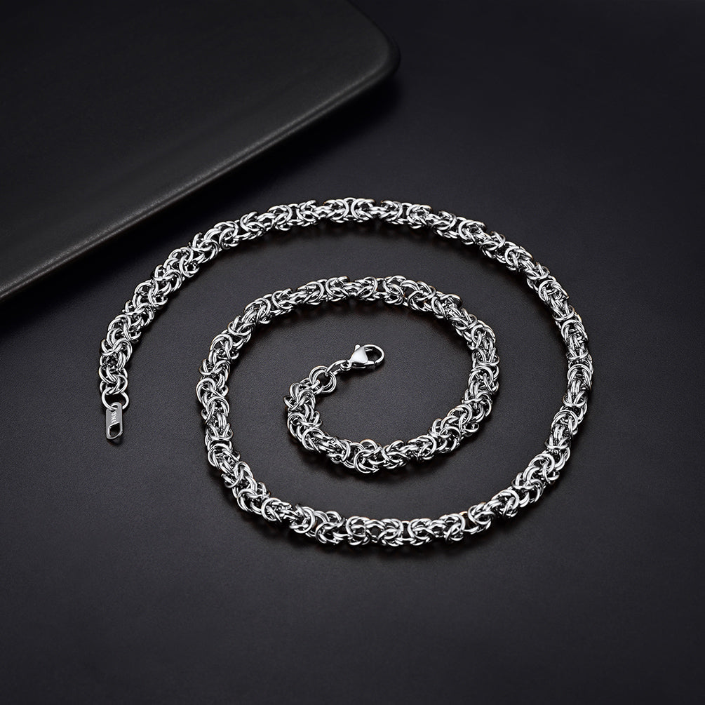 6MM Byzantine Chain Link Necklace for Men - FaithHeart Jewelry