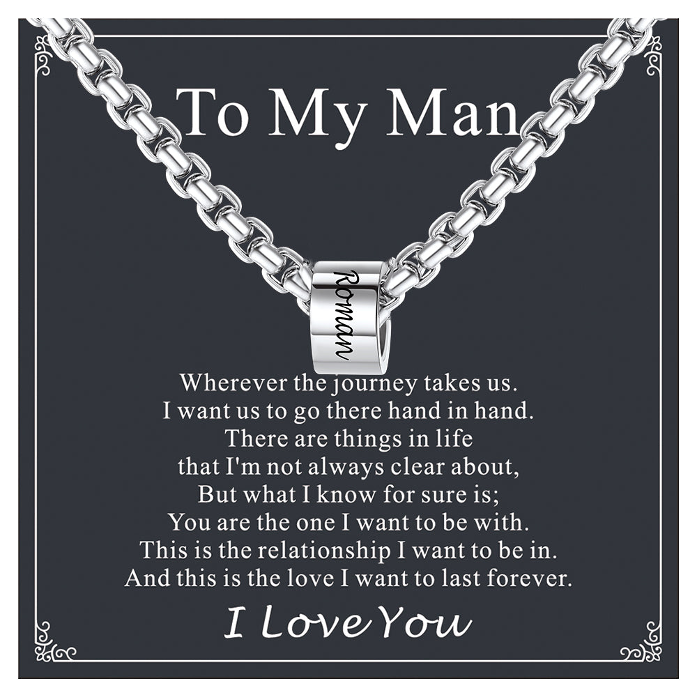 Customized Engraved Name Beads Chain Necklace for Men