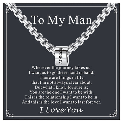 Customized Engraved Name Beads Chain Necklace for Men