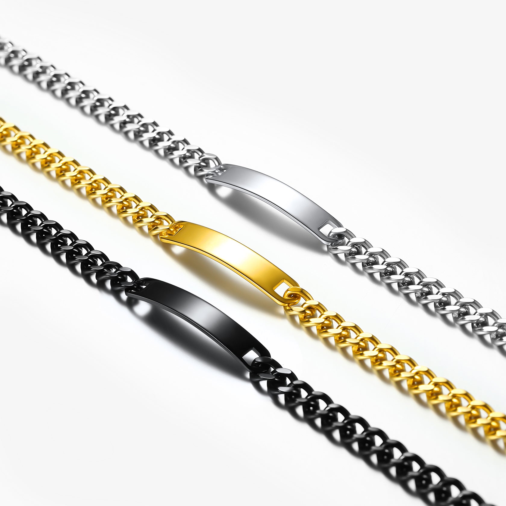 Three personalized text choker chain necklace for men 10mm