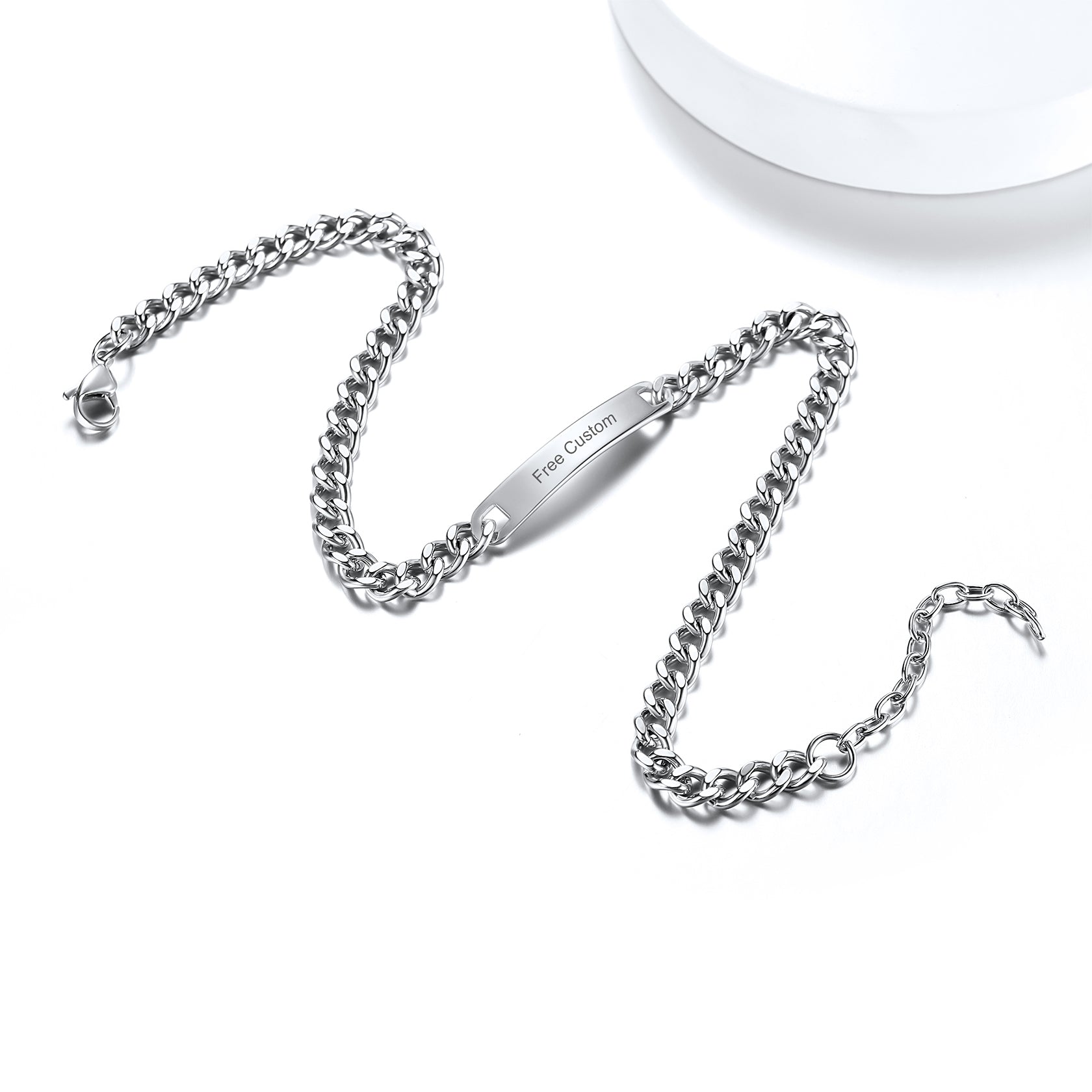 Silver personalized text choker chain necklace for men 10mm