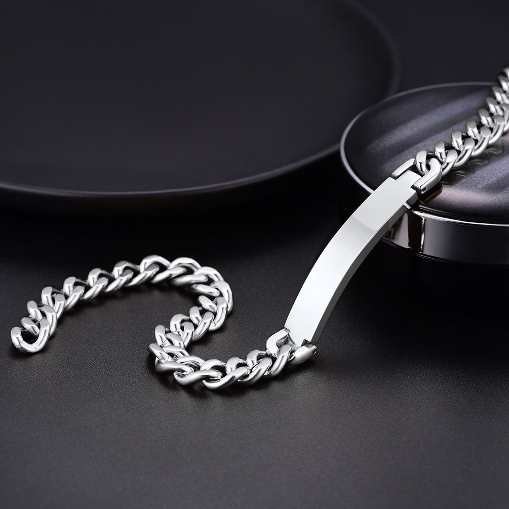 Silver personalized text choker chain necklace for men 10mm