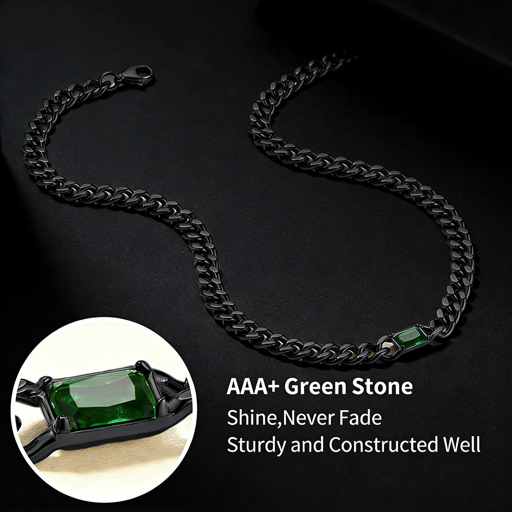 7mm Cuban Link Choker Necklace with Birthstone for Men Women