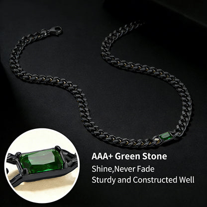 7mm Cuban Link Choker Necklace with Birthstone for Men Women