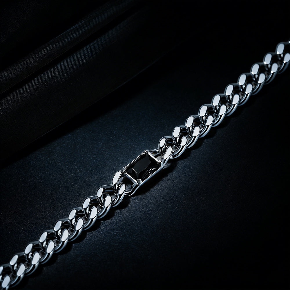 7mm Cuban Link Choker Necklace with Birthstone for Men Women