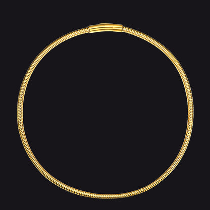 Gold herringbone snake chain necklace for women, 5mm thick and flat
