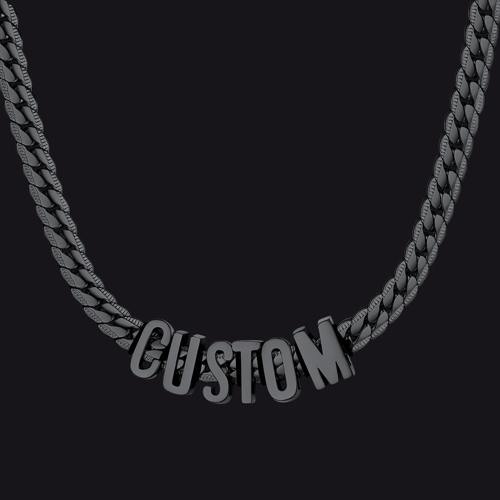 Personalized 8MM Cuban Chain Name Necklace for Men – Black