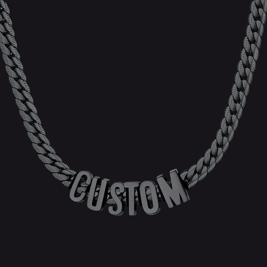 Personalized 8MM Cuban Chain Name Necklace for Men – Blackimg