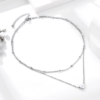  Cable Chain with Beads & Initial Heart Layered Necklace for Women