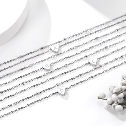  Cable Chain with Beads & Initial Heart Layered Necklace for Women