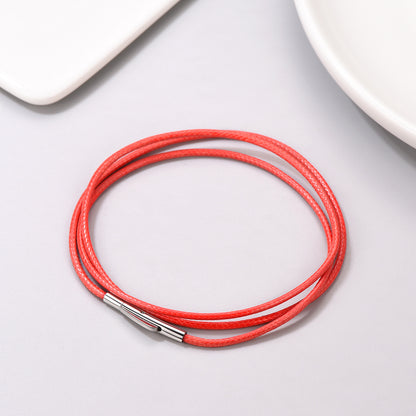 2/3mm Width Red Leather Chain Necklace for Men Women