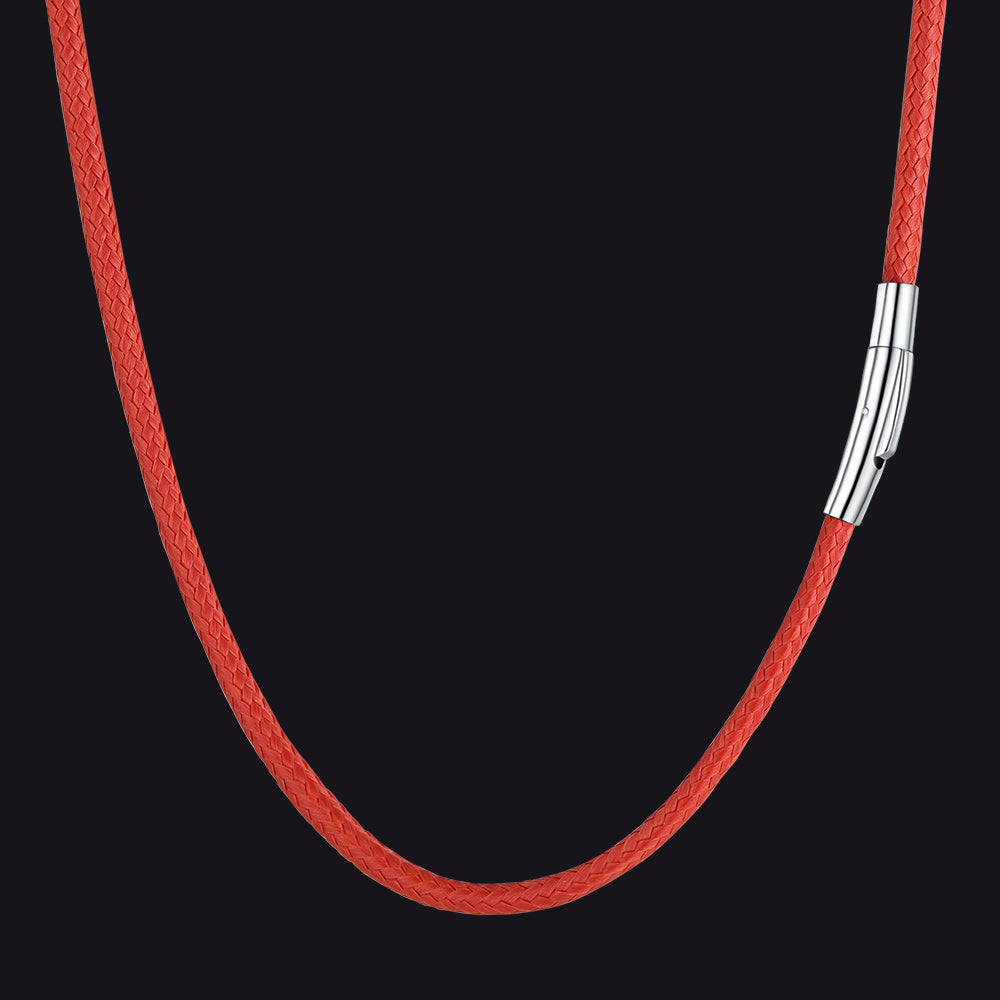 2/3mm Width Red Leather Chain Necklace for Men Women